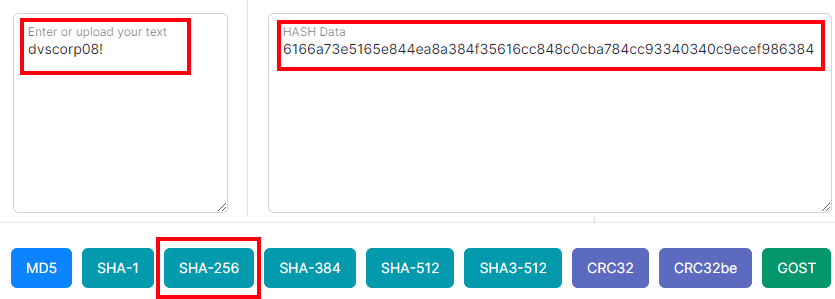 SHA-256 Hashed Password